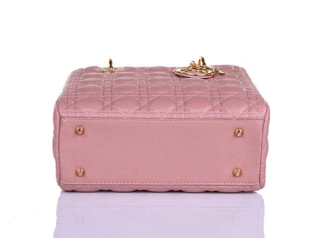 lady dior lambskin leather bag 6322 pink with gold hardware